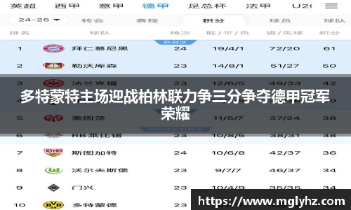 多特蒙特主场迎战柏林联力争三分争夺德甲冠军荣耀