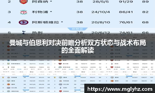 曼城与伯恩利对决前瞻分析双方状态与战术布局的全面解读